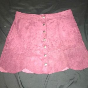 Maroon SUEDE button down skirt Size 8
